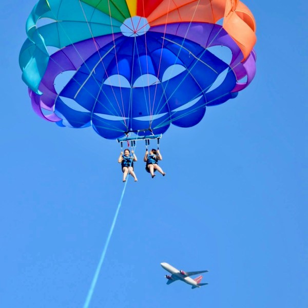 a parachute is flying in the air